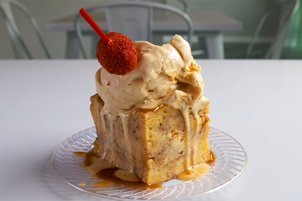 Donut bread pudding from Scream'n Nuts