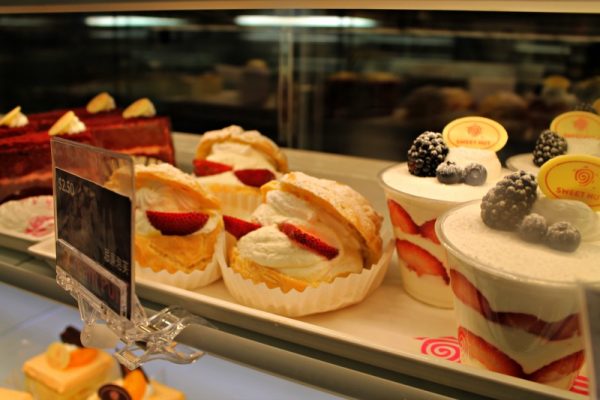 There is always a wide selection of pastries from Sweet Hut Bakery. 