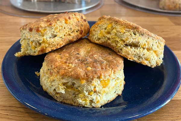 homemade charddar biscuits from howdy atl in grant park