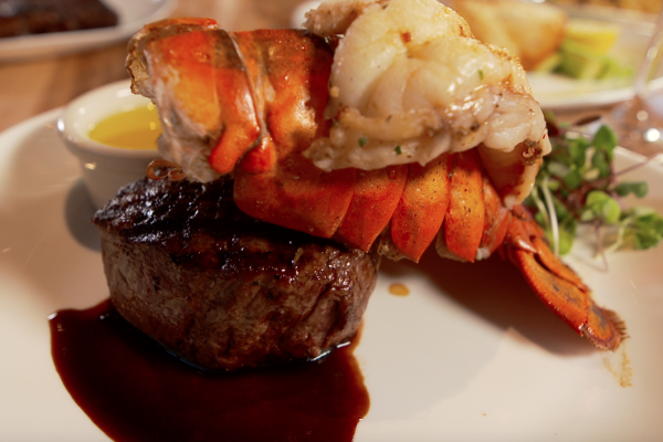 Steak with a cold water lobster tail