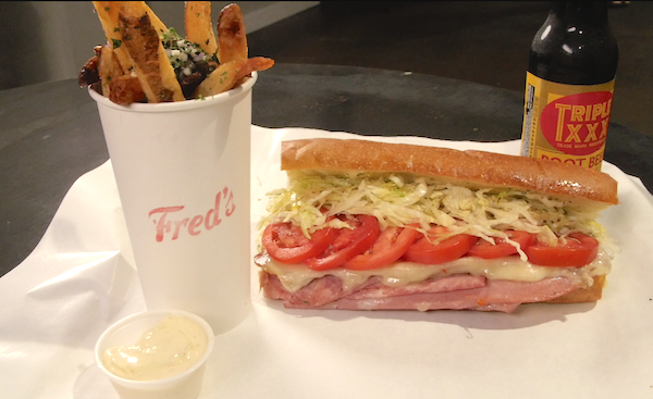 sandwich and fries from Fred meat and bread | 99 Krog St NE, Atlanta, GA 30307