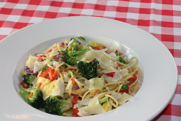 Pasta Primavera from Pinocchios is one of our top tongue- twisters and orders at this new spot in town.