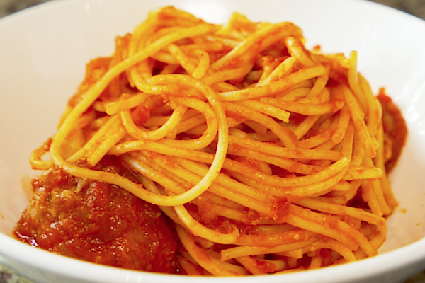 the spaghetti with veal meatballs 
