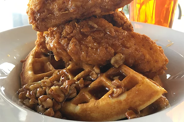 the chicken and waffles