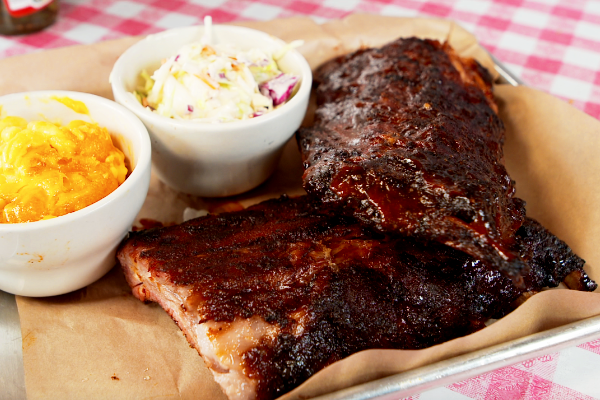 The baby back ribs from The Greater Good BBQ.