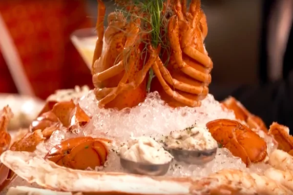 Seafood tower with Maine lobster, king crab legs, lump crab meat and cocktail shrimp from Ruth's Chris Steakhouse