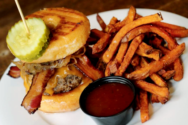 Sublime Donut Burger from Cypress Street Bar