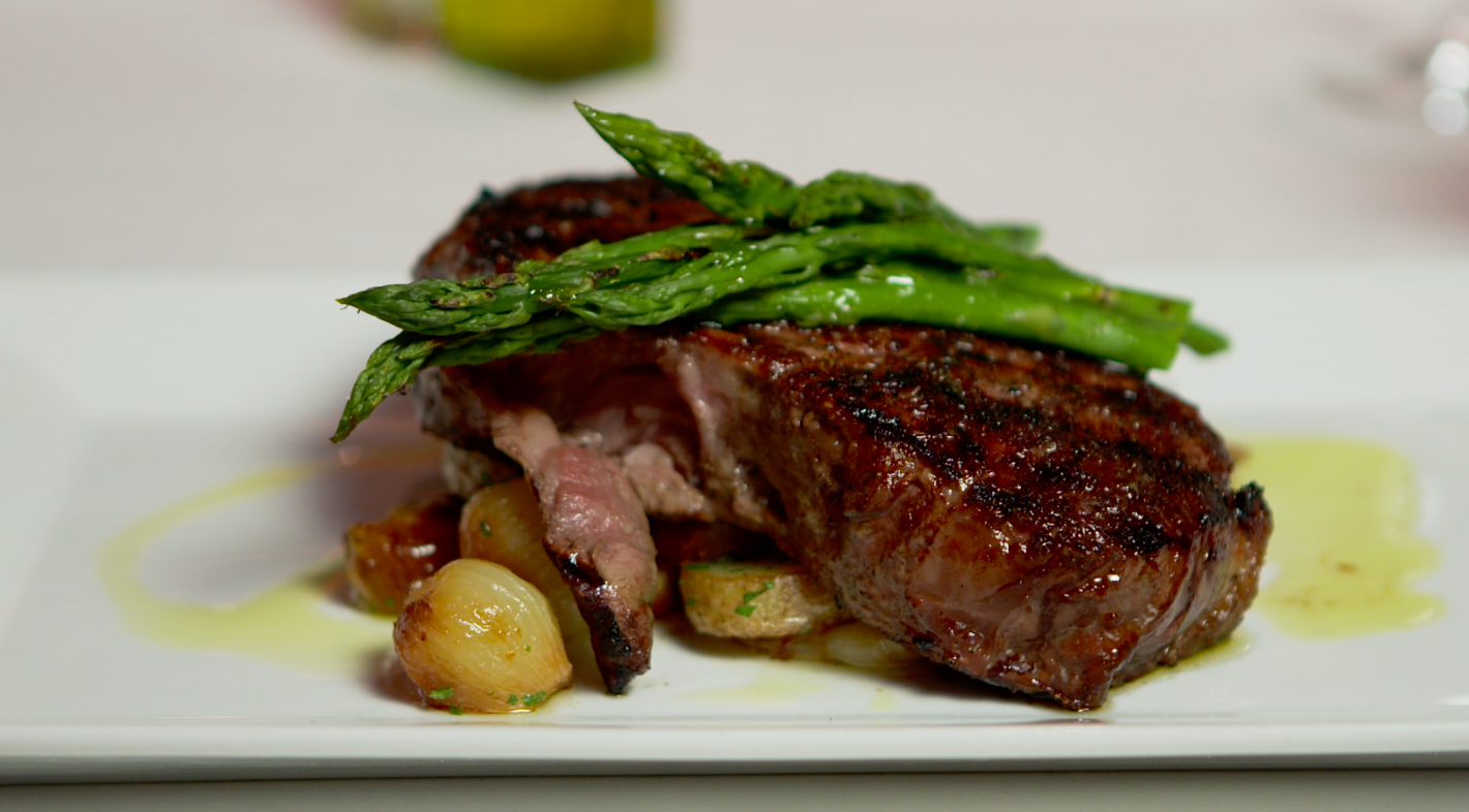 Steak, Potatoes and asparagus from Davio's