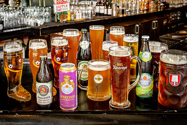 The beer options at Der Biergarten.