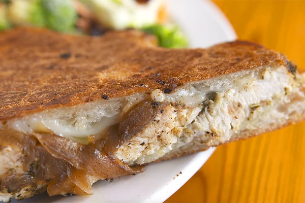 The chicken pesto panini at Breadwinner Cafe