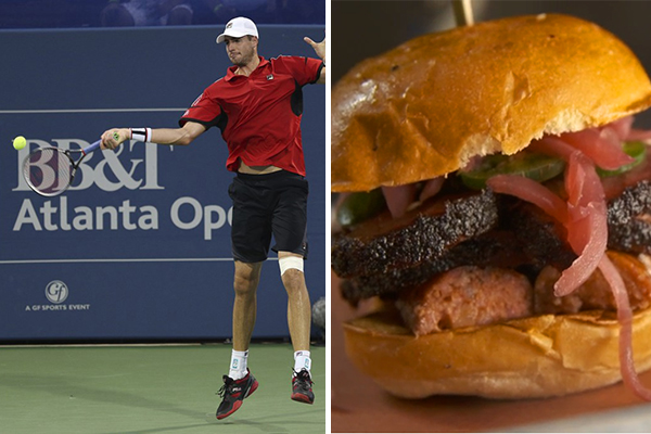 a composite of tennis player John Isner and the Gamechanger sandwich at Loyal Q