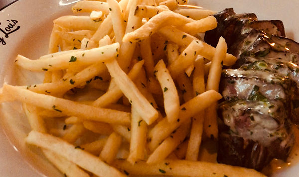 french fries and steak at Tiny Lou's