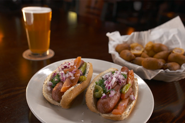 Chicago style hot dogs at Black Bear Tavern