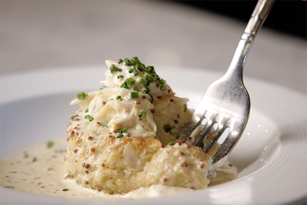 Oven baked lump crab cak from Davio's Northern Italian Steakhouse in Phipps Plaza.