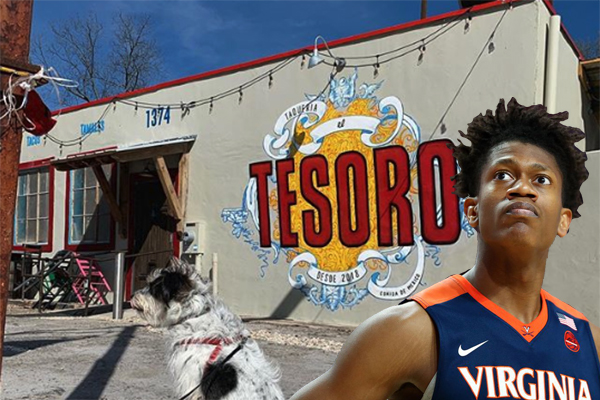 Deandre Hunter stares into the sky in front of Tesoro