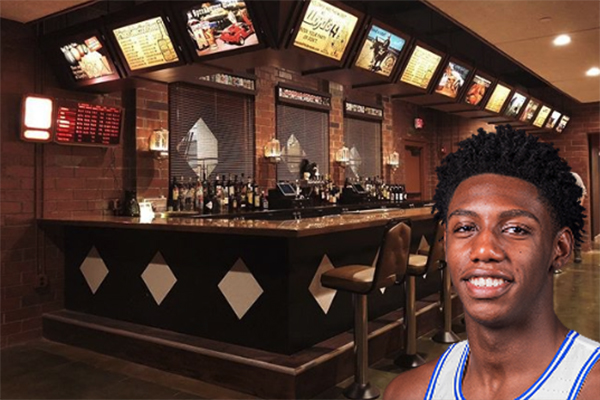 RJ Barrett in front of the bar at Lloyds