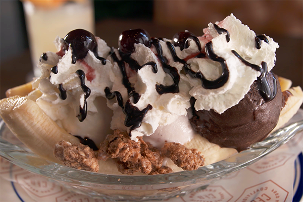 The classic banana split from Coalition Food and Beverage