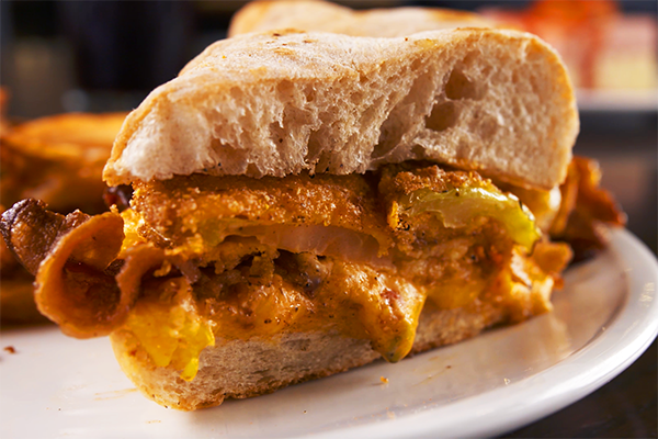 Grilled Cheese Pimento Sandwich with Fried Green Tomatoes at Farmview Market