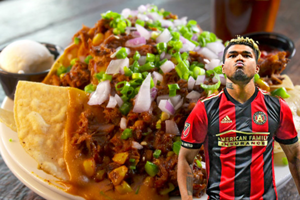Josef Martinez with the nachos from Universal Joint