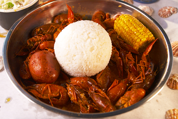 Crawfish boil from the Juicy Crab.