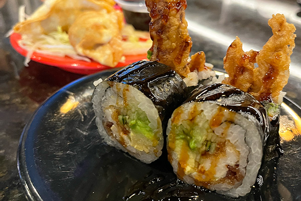 sushi rolls from revolving sushi factory