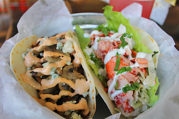 Tin Lizzy's - Steak & Mushroom Taco and Lobster Taco 