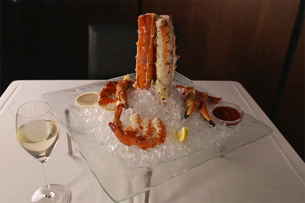 the shellfish plateau seafood tower, available at Del Frisco's Double Eagle