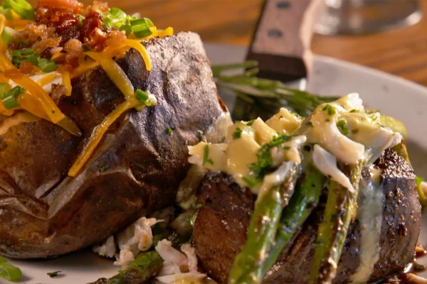 The filet mignon with a baked potato from Appalachian Grill.