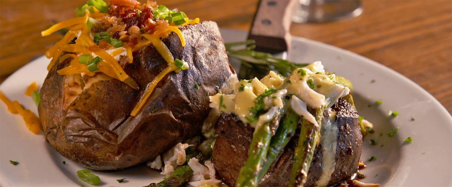 The filet mignon with a baked potato from Appalachian Grill.