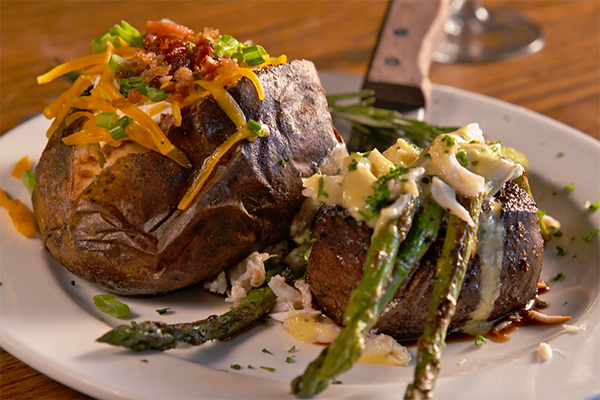 The filet mignon with a baked potato from Appalachian Grill.