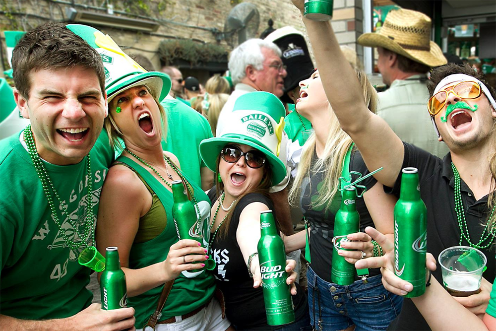 Partiers at Fado St. Patrick's Day block party.