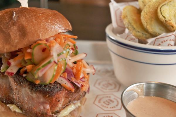 The blackened tuna burger from Coalition Food + Beverage.