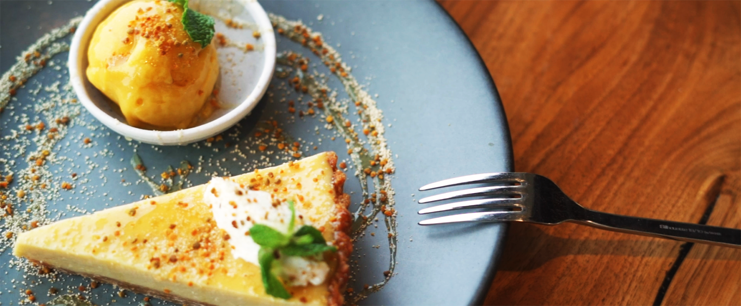 The Lemon Tart with a cantaloupe sorbet from the Alden.