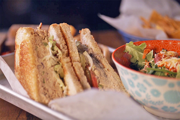 The smoked chicken salad sandwich from Chairs.