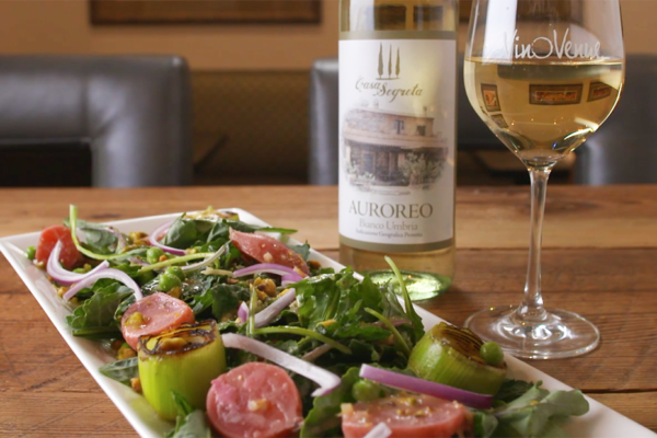 A salad and wine pairing from Vino Venue.