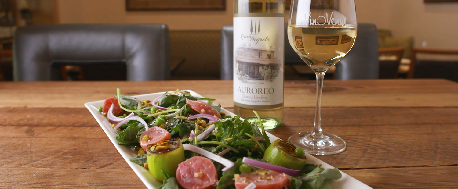 A salad and wine pairing from Vino Venue.