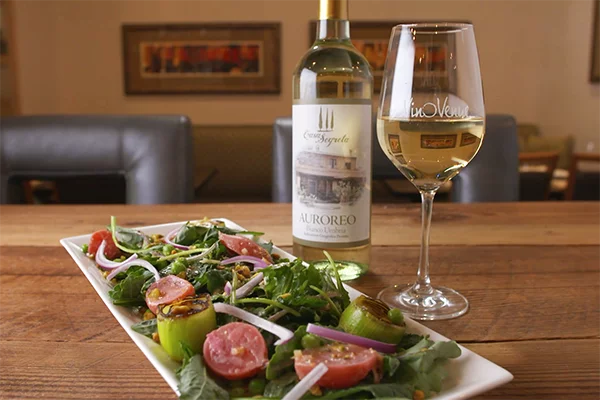 A salad and wine pairing from Vino Venue.