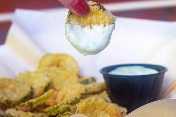 The fried pickles from Hudson Grille.