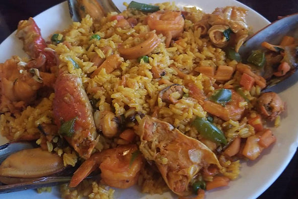 Arroz and seafood from Cafe Dominicano.