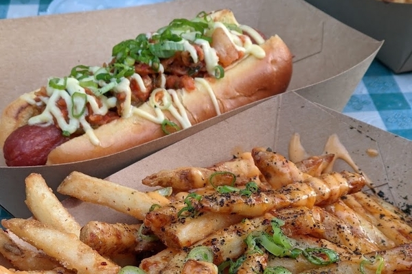 korean inspired hot dog and fries from boggs social supply