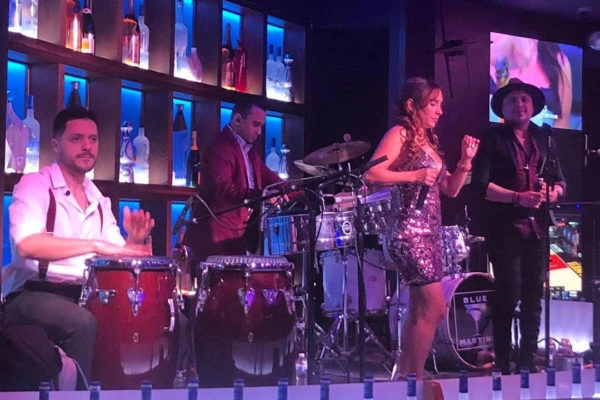 A salsa band playing at Blue Martini.