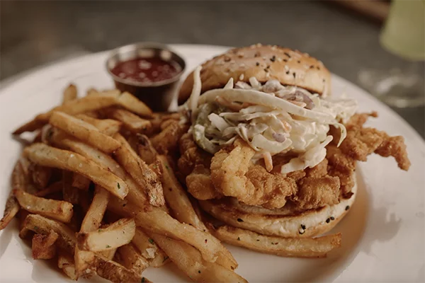 A buttermilk brined fried chicken sandwich from Branch and Barrel in Alpharetta