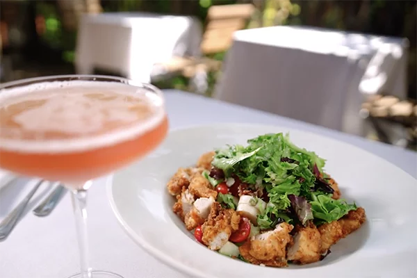 The fried chicken chopped salad from Olde Pink House in Savannah, GA.