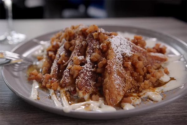 Apple Cobbler French Toast from Roc South's brunch menu.