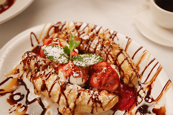 Tempura Battered Banana Split from Capers in Kennesaw.