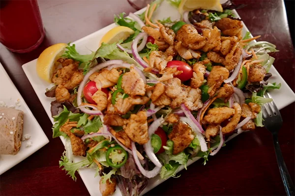 The Salmon Starter Salad from Desta Ethiopian Kitchen.