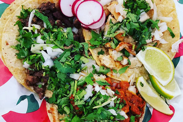 Tacos from La Nortena in Plaza Fiesta.