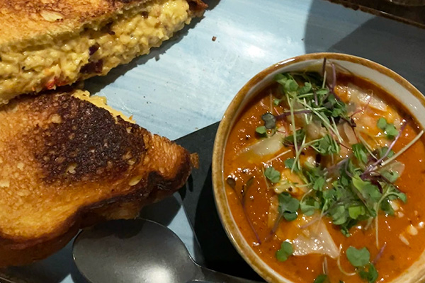 grilled cheese and tomato bisque from up on the roof in Alpharetta 