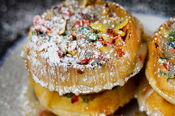 Fruity Pebble Waffles from Taste Bar and Kitchen.