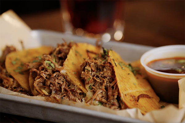 Shredded beef birria tacos from Ford's BBQ in Tucker, GA.